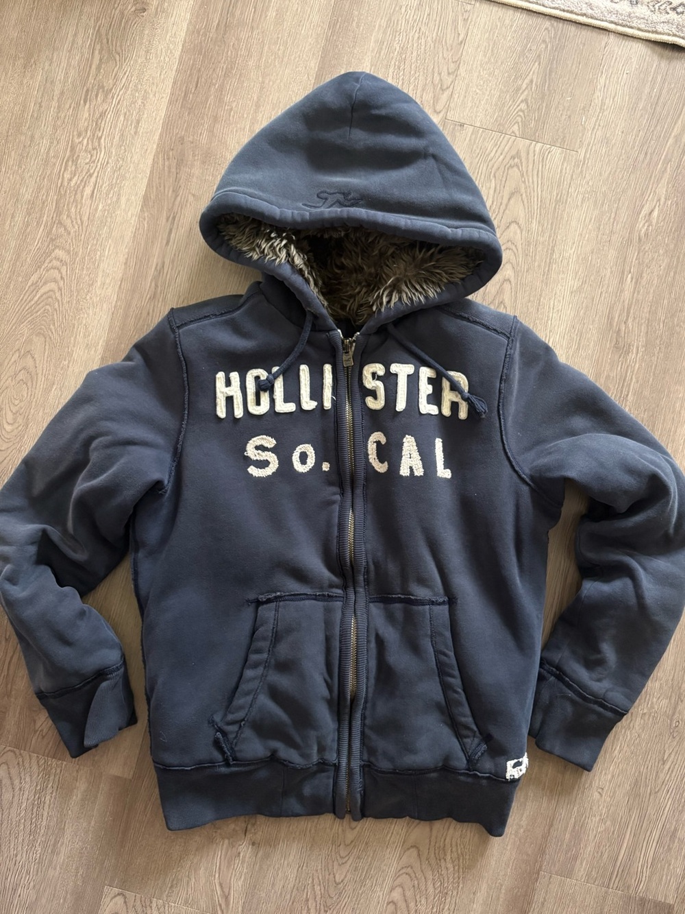 Hollister Vintage Y2K Hollister Fur lined zip up hoodie sweater Size M jacket